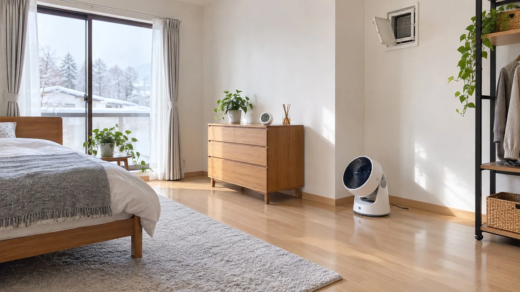 家具を壁から離し換気と空気循環を行う北側の部屋